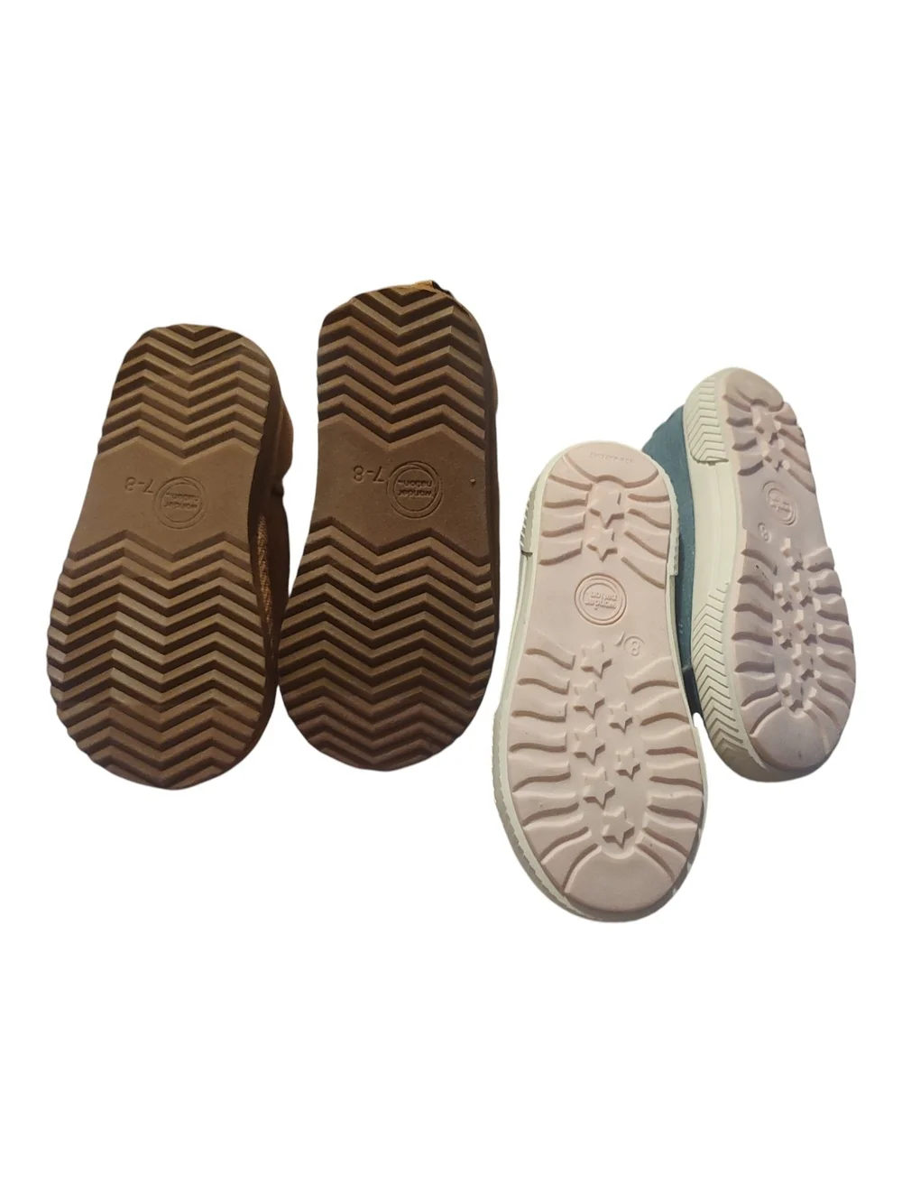 Wonder Nation Kids Tan Faux-Suede Boot Slippers & Blue Heart Patch Sneakers 7-8